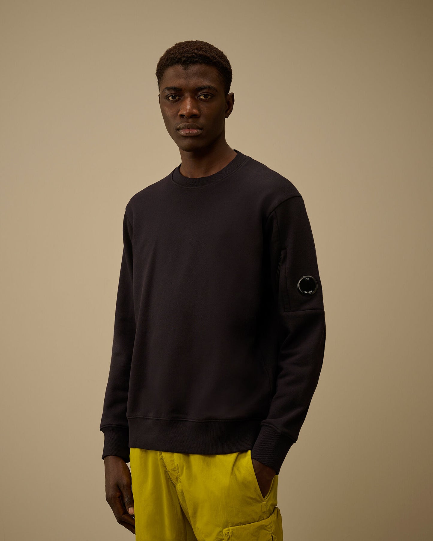 Diagonal Raised Fleece Crewneck Lens Sweatshirt, TOTAL ECLIPSE - BLUE
