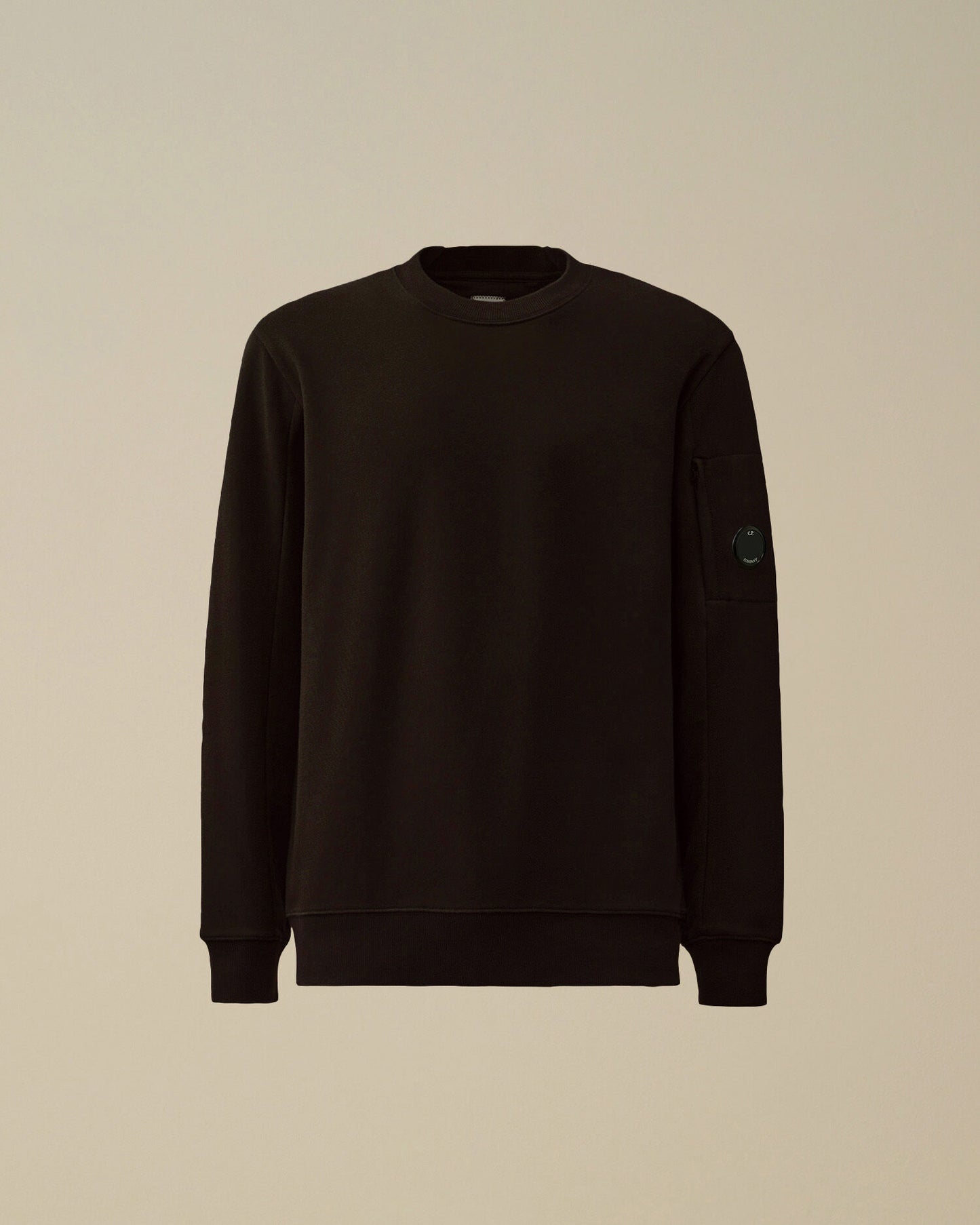 Diagonal Raised Fleece Crewneck Lens Sweatshirt, BLACK