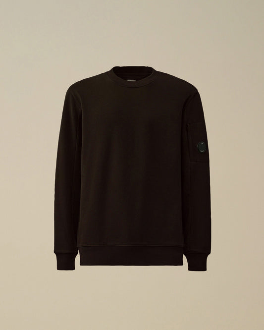 Diagonal Raised Fleece Crewneck Lens Sweatshirt, BLACK