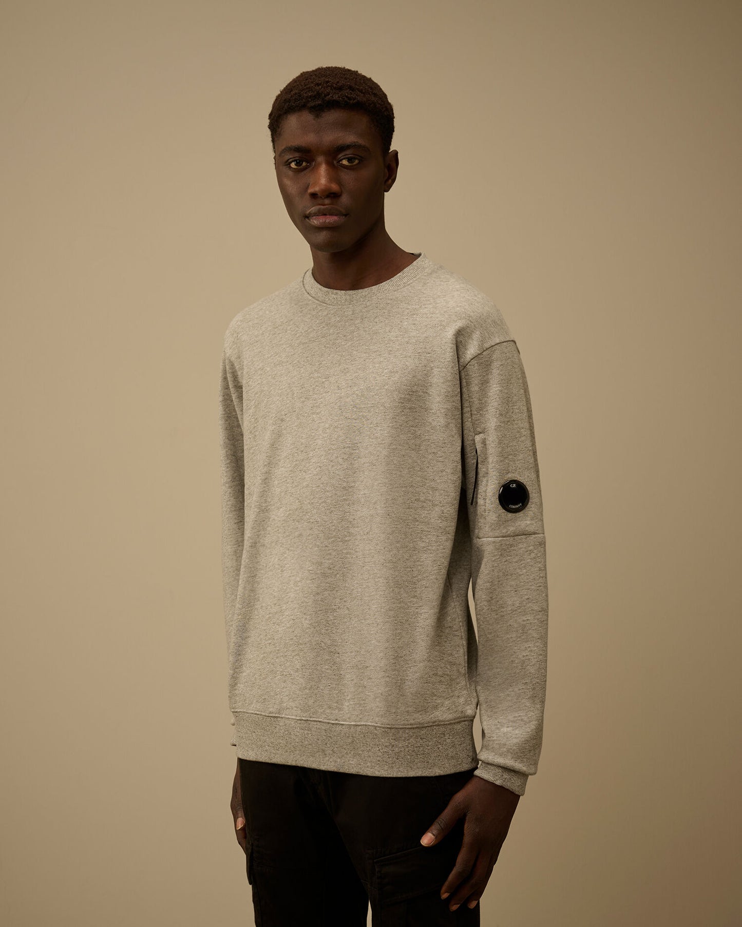 Diagonal Raised Fleece Crewneck Lens Sweatshirt, GREYSTONE MELANGE