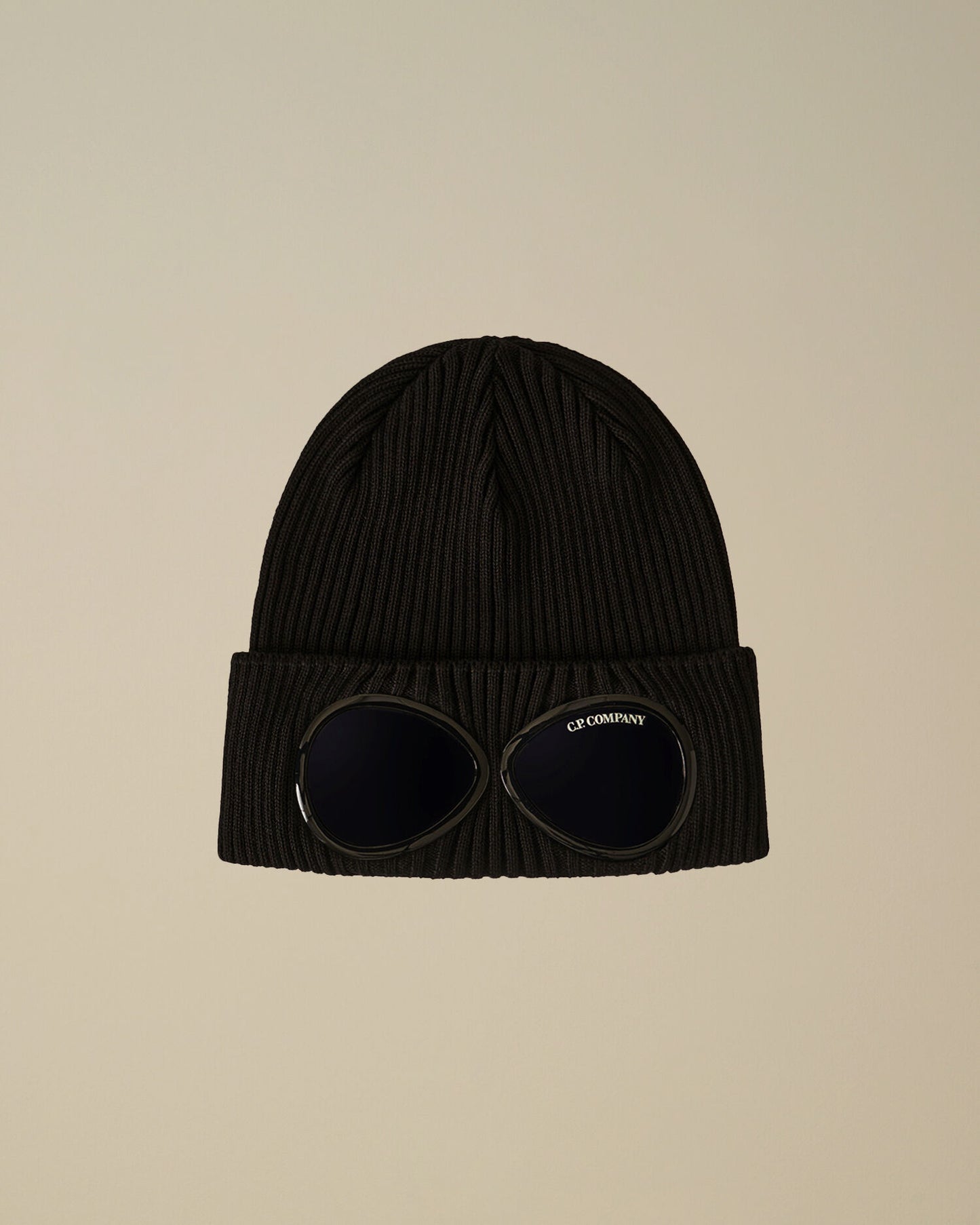 Cotton Goggle Beanie, BLACK